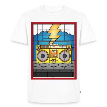 Illustration de Boombox en vitrail - T-shirt Premium bio Homme - blanc - Devant - Nico (187cm)