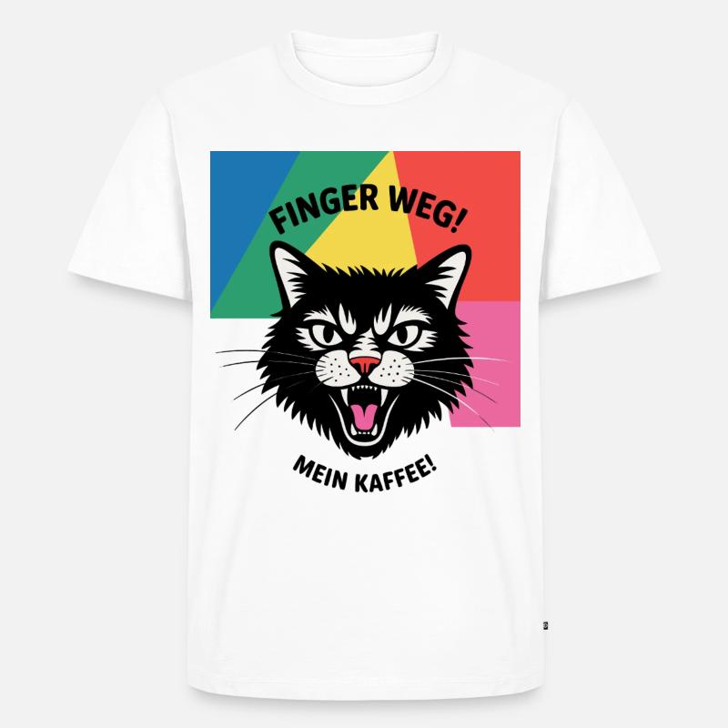 Katzen Kaffee Fun - Männer Premium Bio T-Shirt - Weiß