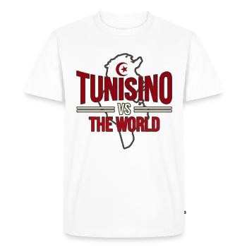Tunisino Vs The World - Tunisian Pride Streetwear - Men's Premium Organic T-Shirt - white - Front - Nico (187cm)