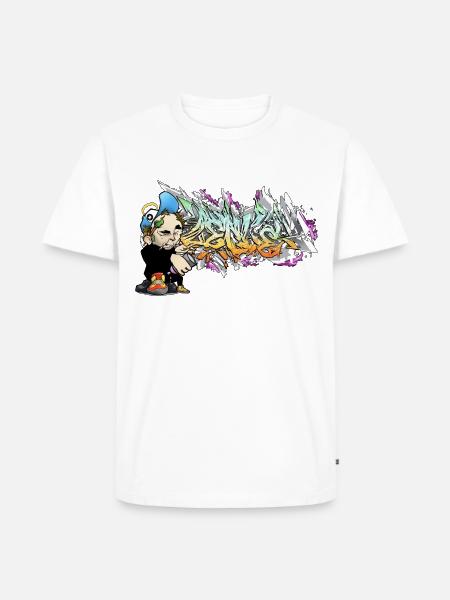Graffiti Figur mit urbaner Letterkunst - Männer Premium Bio T-Shirt - Weiß