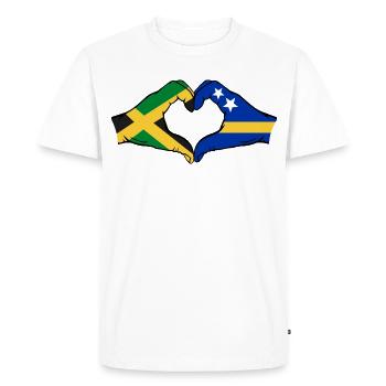 Jamaica Curacao Flag Hands Heart Shape - Men's Premium Organic T-Shirt - white - Front - Nico (187cm)