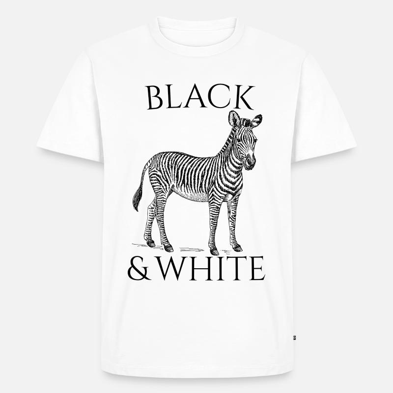 Black & White Vector Zebra – Tierdesign - Männer Premium Bio T-Shirt - Weiß