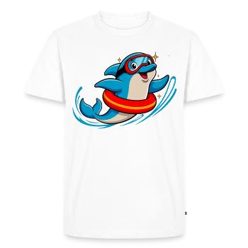 Funny dolphin with diving goggles - Men's Premium Organic T-Shirt - white - Front - Nico (187cm)