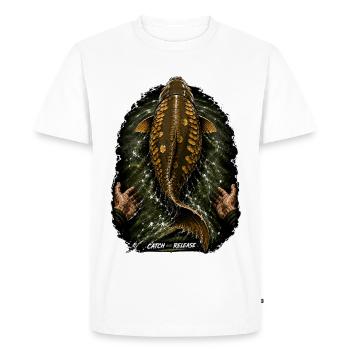 Pêche à la carpe par capture et remise en liberté - T-shirt Premium bio Homme - blanc - Devant - Nico (187cm)