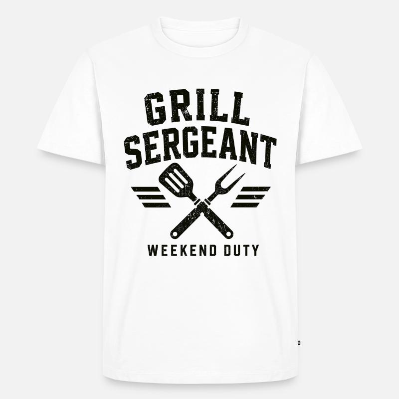 Grill Sergeant BBQ Shirt - Männer Premium Bio T-Shirt - Weiß