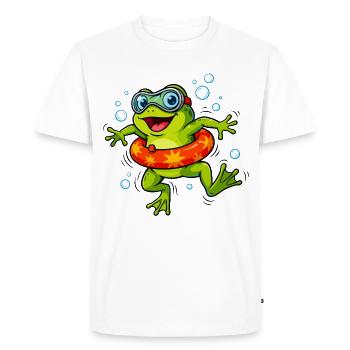 Grenouille joyeuse avec anneau de nage - T-shirt Premium bio Homme - blanc - Devant - Nico (187cm)