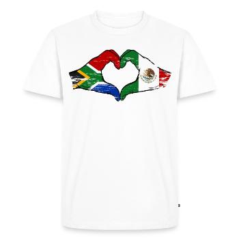 Afrique du Sud Drapeau du Mexique Mains Forme de cœur utilisée - T-shirt Premium bio Homme - blanc - Devant - Nico (187cm)