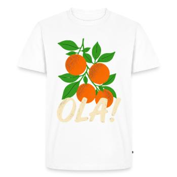 Salutations de Noël des plantes d’orange rétro d’Olá - T-shirt Premium bio Homme - blanc - Devant - Nico (187cm)