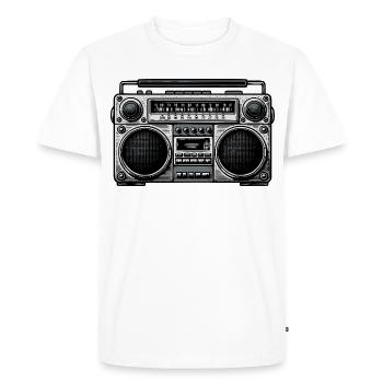 Vintage Boombox Graphic - Men's Premium Organic T-Shirt - white - Front - Nico (187cm)