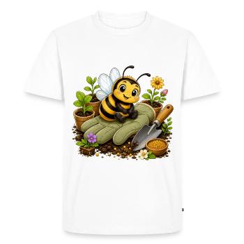 abeille, apiculteur, nid d’abeille, fleurs, insecte des prairies, - T-shirt Premium bio Homme - blanc - Devant - Nico (187cm)