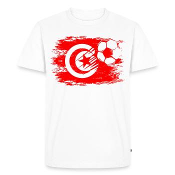Tunisia flag football used - Men's Premium Organic T-Shirt - white - Front - Nico (187cm)