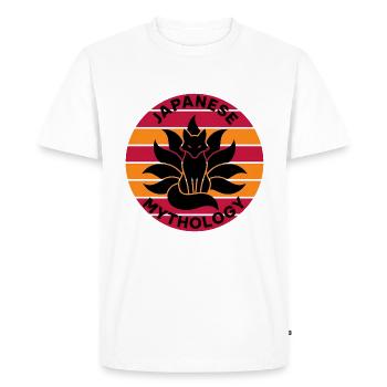 Kitsune Renard Japonais (Design Rétro) - T-shirt Premium bio Homme - blanc - Devant - Nico (187cm)