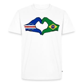 Cape Verde Brazil flag hands heart shape used - Men's Premium Organic T-Shirt - white - Front - Nico (187cm)