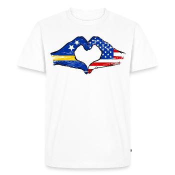 Curacao_USA_Flagge_Haende_Herzform_used_used - Men's Premium Organic T-Shirt - white - Front - Nico (187cm)
