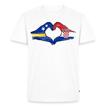 Drapeau de Croatie de Curaçao Mains en forme de cœur utilisé - T-shirt Premium bio Homme - blanc - Devant - Nico (187cm)