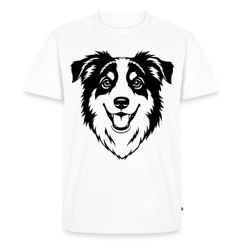 Australian Shepherd Head Black - Men's Premium Organic T-Shirt - white - Front - Nico (187cm)