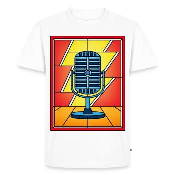 Stained Glass Retro Microphone with Lightning Bolt - Men's Premium Organic T-Shirt - white - Front - Nico (187cm)