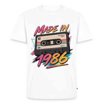Fabriqué en 1986, 40e anniversaire Cassette Retro - T-shirt Premium bio Homme - blanc - Devant - Nico (187cm)