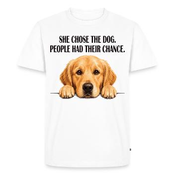 Mom Golden Retriever She Chose The Dog - Men's Premium Organic T-Shirt - white - Front - Nico (187cm)