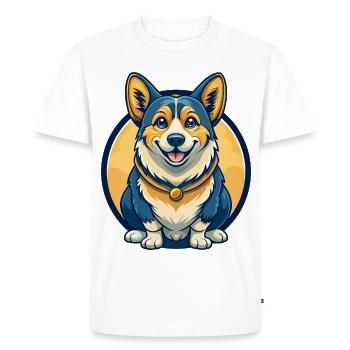 Corgi Dog Kawaii Mascot Cartoon Clipart Logo Badge - Men's Premium Organic T-Shirt - white - Front - Nico (187cm)