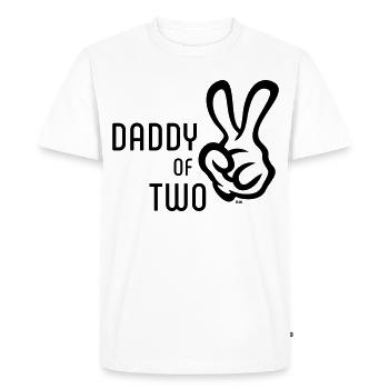 Daddy Of Two (Papa / Vater / Victory / Black) - Men's Premium Organic T-Shirt - white - Front - Nico (187cm)