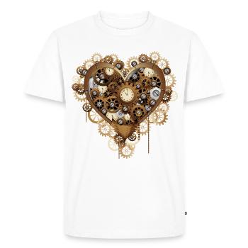 Heart Love Steampunk Retro Clockwork Machinery - Men's Premium Organic T-Shirt - white - Front - Nico (187cm)