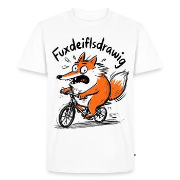 Renard à vélo - T-shirt Premium bio Homme - blanc - Devant - Nico (187cm)