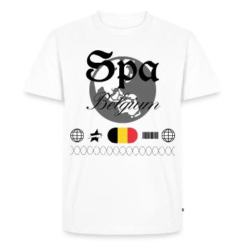 Spa Belgique Streetwear Souvenir de voyage Vintage - T-shirt Premium bio Homme - blanc - Devant - Nico (187cm)