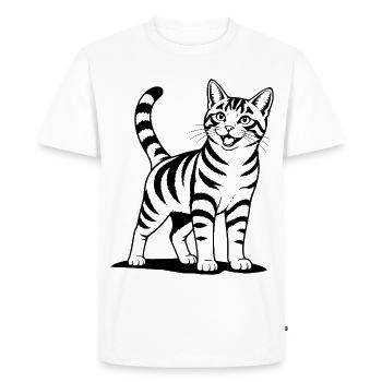 Chat debout noir - T-shirt Premium bio Homme - blanc - Devant - Nico (187cm)