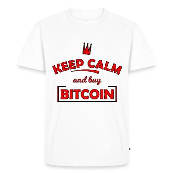 Restez calme Bitcoin Print - T-shirt Premium bio Homme - blanc - Devant - Nico (187cm)