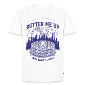 Breakfast Butter Me Up Funny Brunch Coffee Pancake - Men's Premium Organic T-Shirt - white - Front - Nico (187cm)