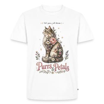 Purrs & Petals – Romantic Flower Cat - Men's Premium Organic T-Shirt - white - Front - Nico (187cm)