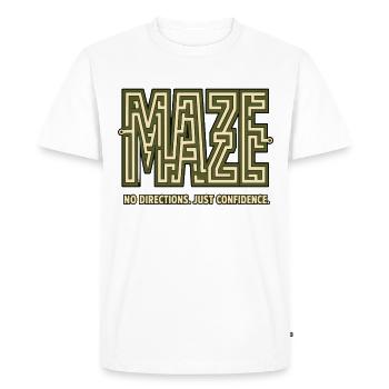 MAZE – No Directions, Just Confidence - Men's Premium Organic T-Shirt - white - Front - Nico (187cm)