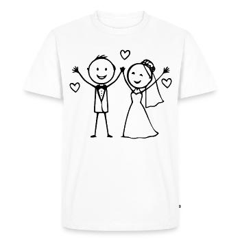 Wedding Couple Cartoon Cheerful - Men's Premium Organic T-Shirt - white - Front - Nico (187cm)