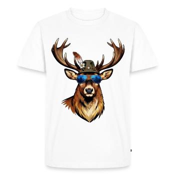 Cerf, festival de lunettes de soleil, costumes traditionnels, homme de remplacement - T-shirt Premium bio Homme - blanc - Devant - Nico (187cm)