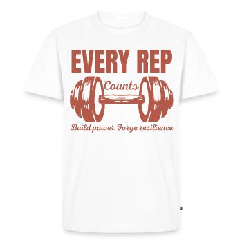 Every Rep Counts Barbell Fitness Gym Motivation - Men's Premium Organic T-Shirt - white - Front - Nico (187cm)