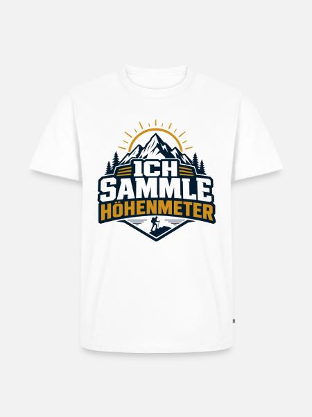 Ich sammle Höhenmeter Wandern Berge - Männer Premium Bio T-Shirt - Weiß