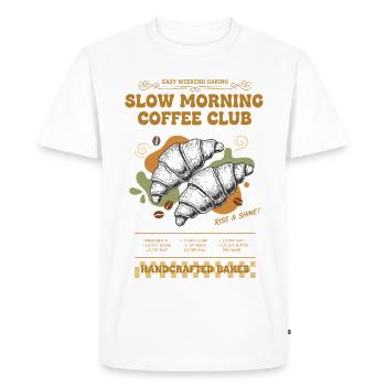 Breakfast Slow Morning Coffee Club Brunch Coffee - Men's Premium Organic T-Shirt - white - Front - Nico (187cm)