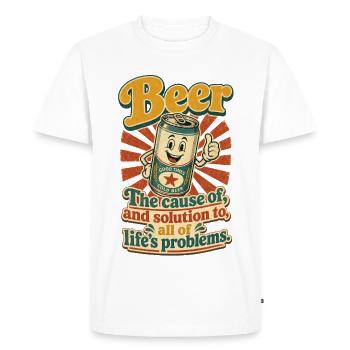 Beer | Funny beer saying in retro look - Men's Premium Organic T-Shirt - white - Front - Nico (187cm)