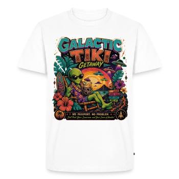 Galactic Tiki Alien Vacances rétro à Hawaï Science-fiction - T-shirt Premium bio Homme - blanc - Devant - Nico (187cm)