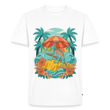 Caméléon tropical - T-shirt Premium bio Homme - blanc - Devant - Nico (187cm)