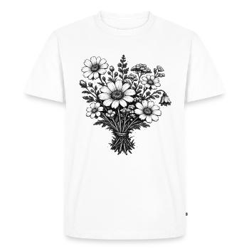 Botanique de linogravure vintage des fleurs sauvages - T-shirt Premium bio Homme - blanc - Devant - Nico (187cm)