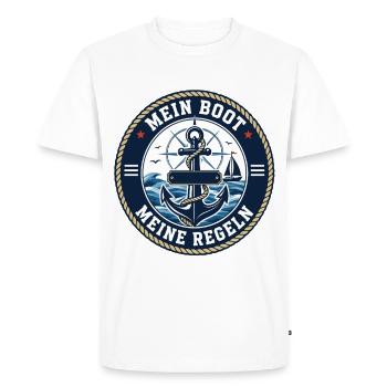 My Boat, My Rules – Captain Statement - Men's Premium Organic T-Shirt - white - Front - Nico (187cm)