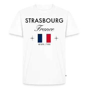 Strasbourg France Coordonnées Souvenir de voyage - T-shirt Premium bio Homme - blanc - Devant - Nico (187cm)