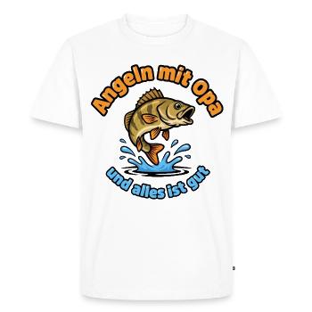 Pêcher avec grand-père – Tout va bien - T-shirt Premium bio Homme - blanc - Devant - Nico (187cm)
