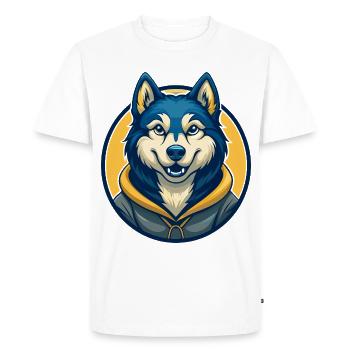 Husky Dog Kawaii Mascot Cartoon Clipart Logo Badge - Men's Premium Organic T-Shirt - white - Front - Nico (187cm)