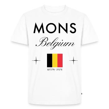 Mons Belgium Coordine le souvenir de voyage - T-shirt Premium bio Homme - blanc - Devant - Nico (187cm)