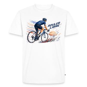 Rouler Libre: Cycliste en Flux - T-shirt Premium bio Homme - blanc - Devant - Nico (187cm)