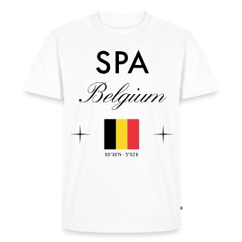 Spa Belgium Coordinates Travel Souvenir - Men's Premium Organic T-Shirt - white - Front - Nico (187cm)