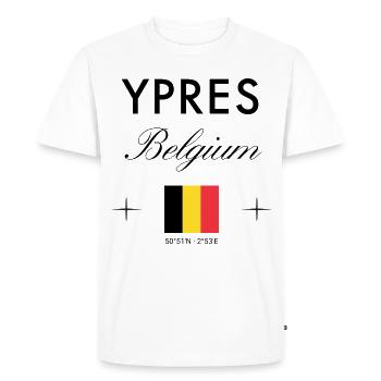 Ypres Belgium Coordinates Travel Souvenir - Men's Premium Organic T-Shirt - white - Front - Nico (187cm)